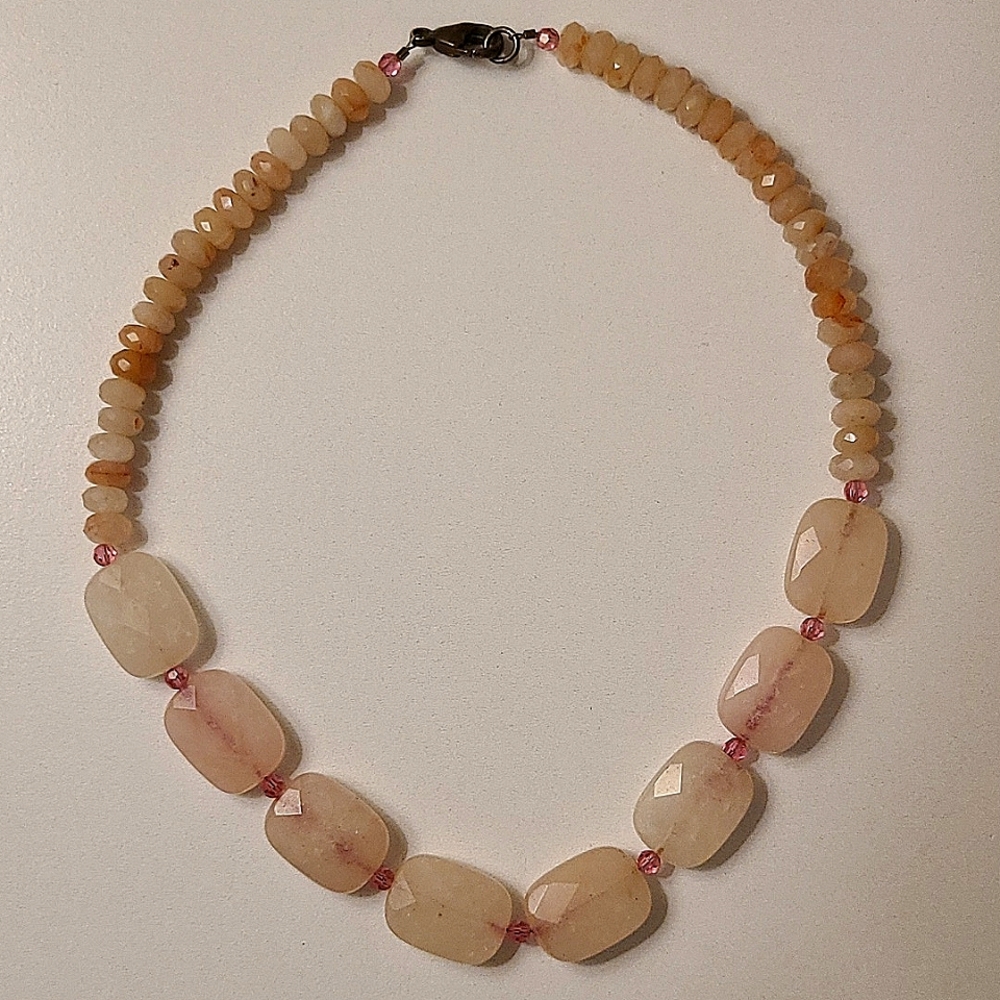 Pink quartz necklace